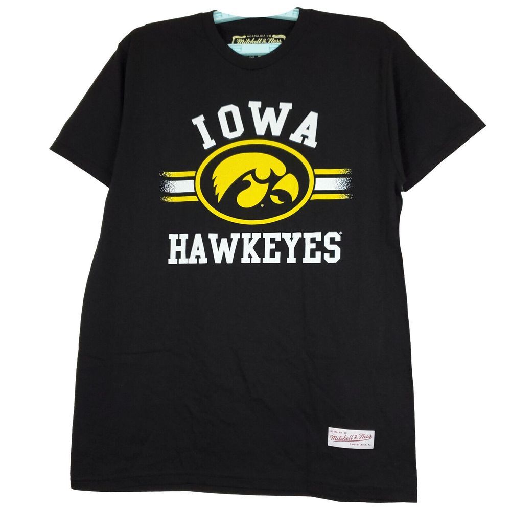 Iowa Hawkeyes Mitchell & Ness NCAA M Medium‎ Shirt Team Print Logo Black NWT